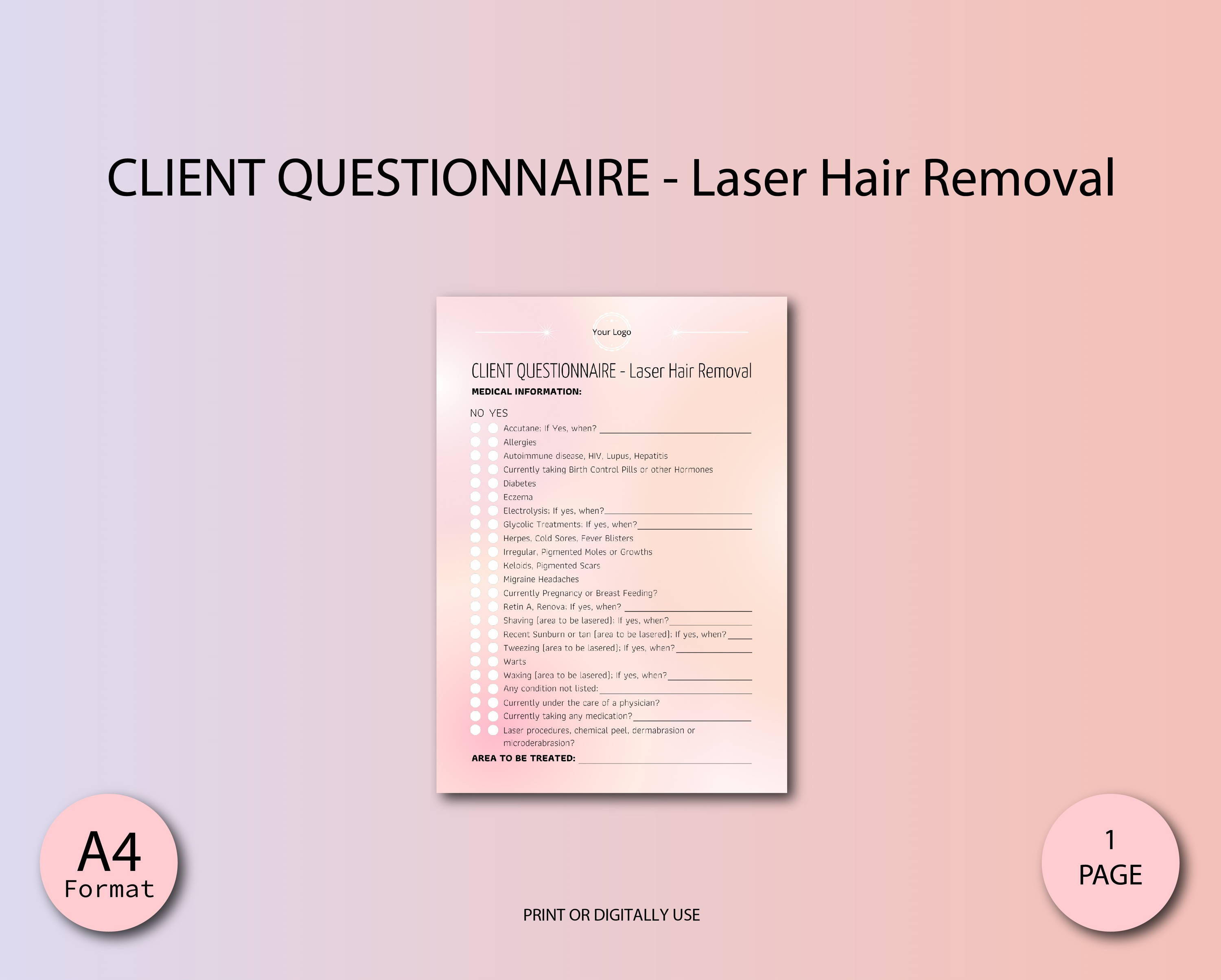 LASER HAIR REMOVAL Forms ESTHETICIANSPACE